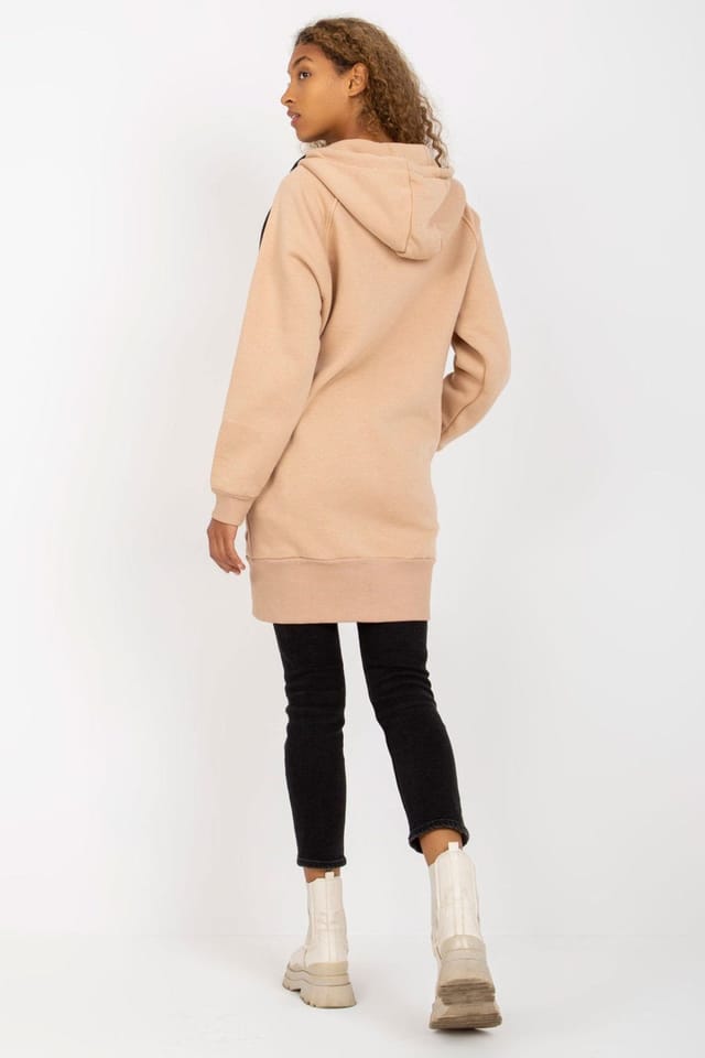 Love Lace Love Lace Women's Zipped Hooded Extended Sleeve Sweatshirt in Beige - 3