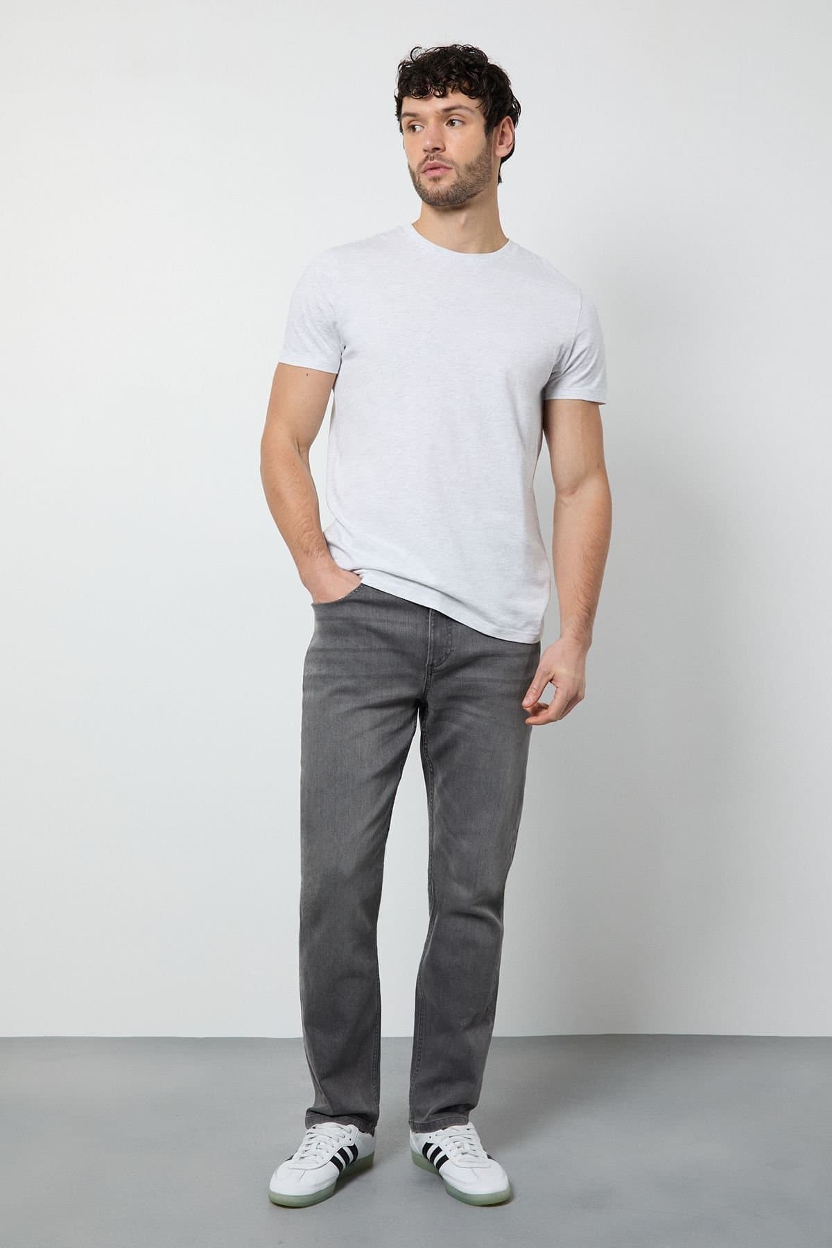 Burton Burton Men's Grey Stretch Straight Fit Jeans