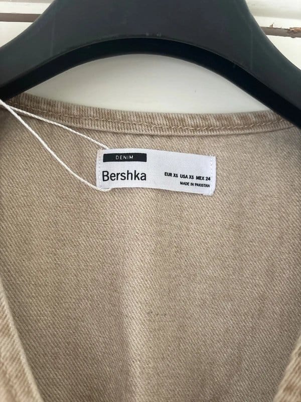 Bershka Sandy Beige Denim Waistcoat Size XS