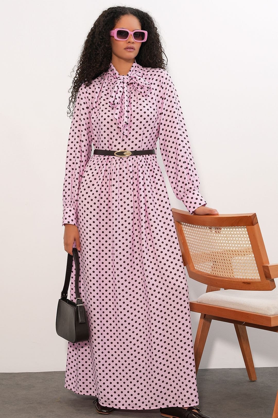 Big Dart Big Dart Women's Polka Dot Maxi Shirt Dress in Pink - 4