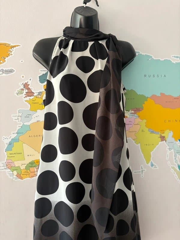 Marks & Spencer Marks & Spencer Black White Polka Dot Halterneck Shift Dress UK 10 Monochrome Scarf Neck