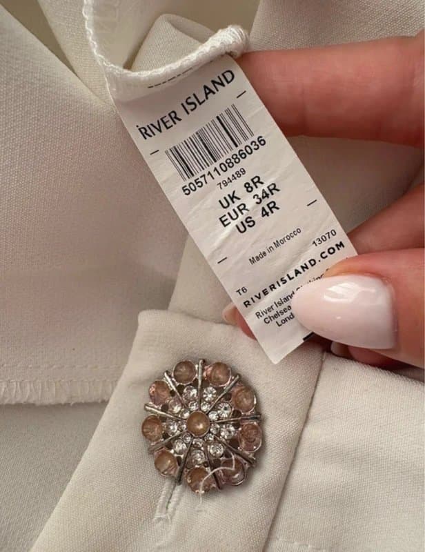 River Island River island y2k white flare trousers embellished button size 8