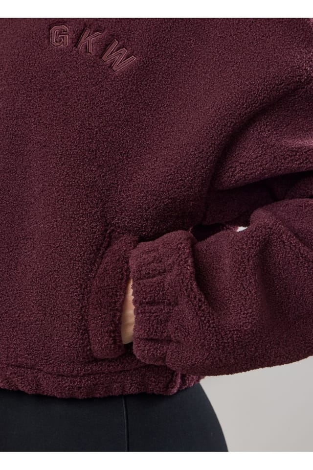 Gym King GYM KING Women's Cropped Borg Full Zip Burgundy - 3