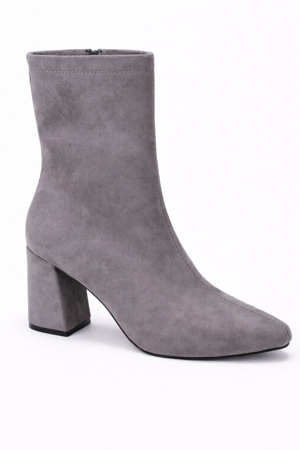 Spot On Spot On Grey Suede Block Heel Ankle Boot