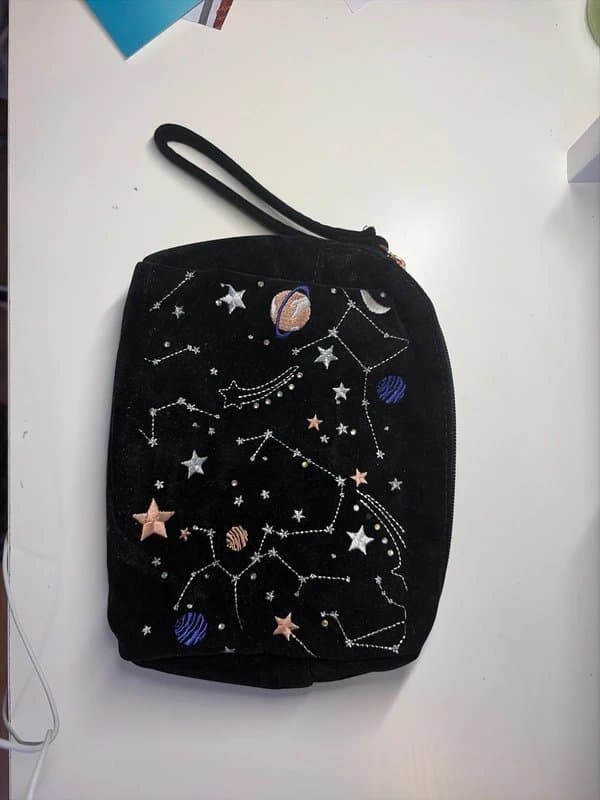 New Look Black Velvet constellation pouch