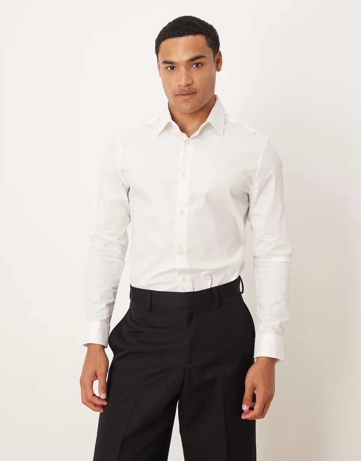 ASOS ASOS DESIGN skinny stretch work shirt in white - 1