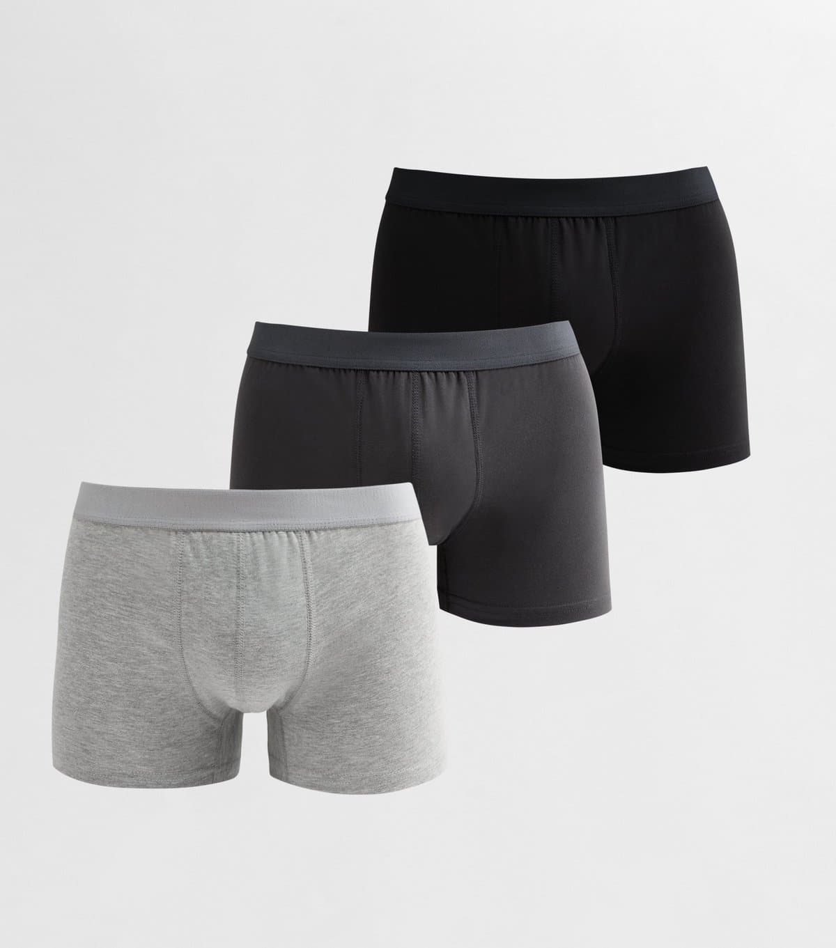 New Look Men's Pack of 3 Black/Grey Jersey Boxers New Look