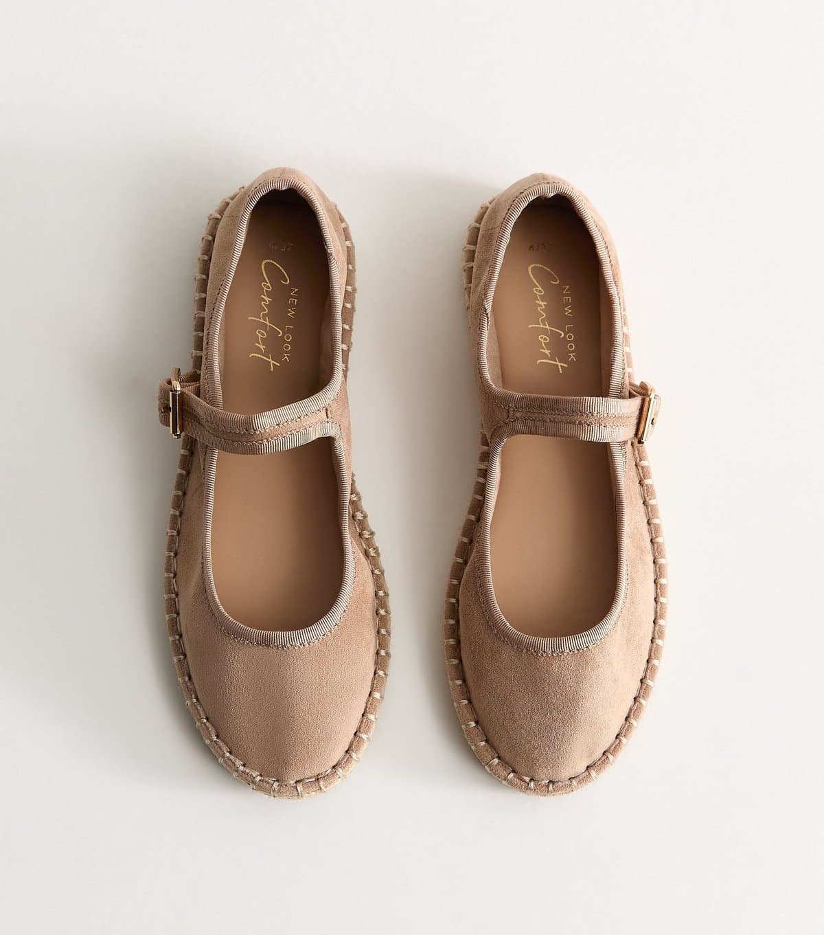 New Look Women's Light Brown Faux Suede Espadrille Flats Vegan New Look
