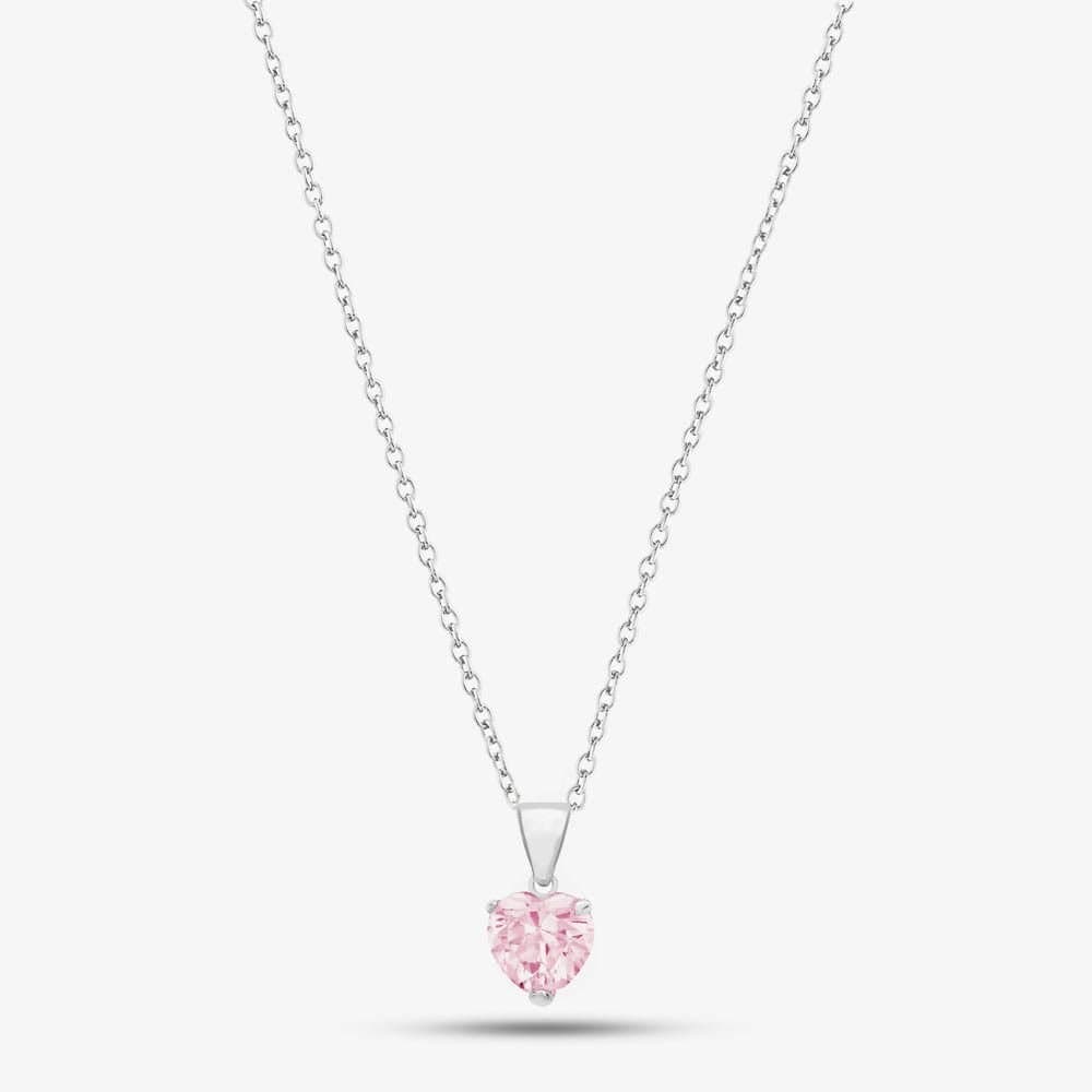 T.H.Baker T.H.Baker Women's Sterling Silver 5mm Pink Crystal Heart Pendant 8.62.2694