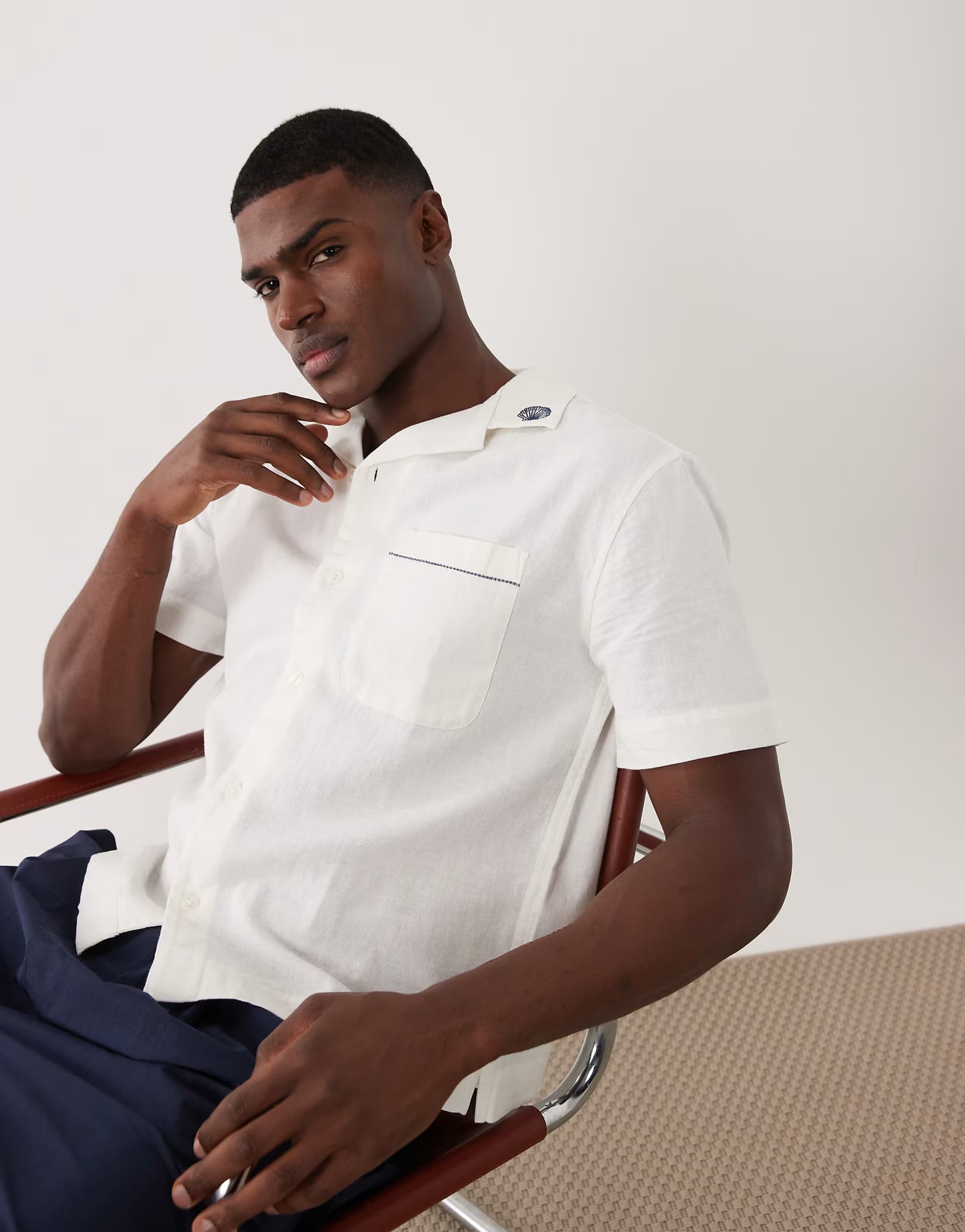 ASOS Abercrombie & Fitch resort graphic short sleeve shirt in white