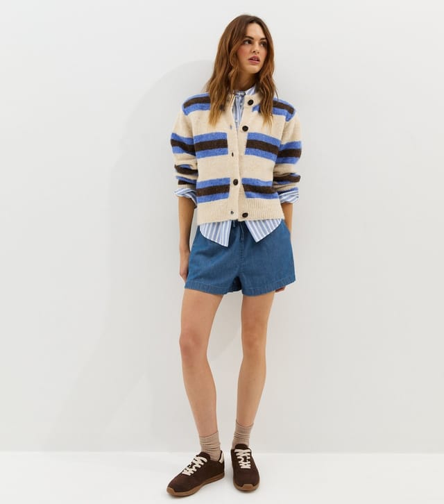 New Look Women's Blue Denim Pull On Drawstring Shorts New Look - 3