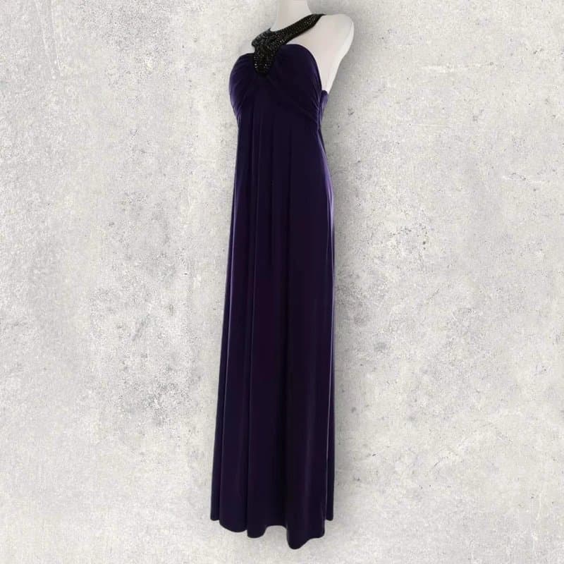 Julien MacDonald Star by Julien Macdonald Womens Purple Embellished Halterneck Maxi Dress UK 12