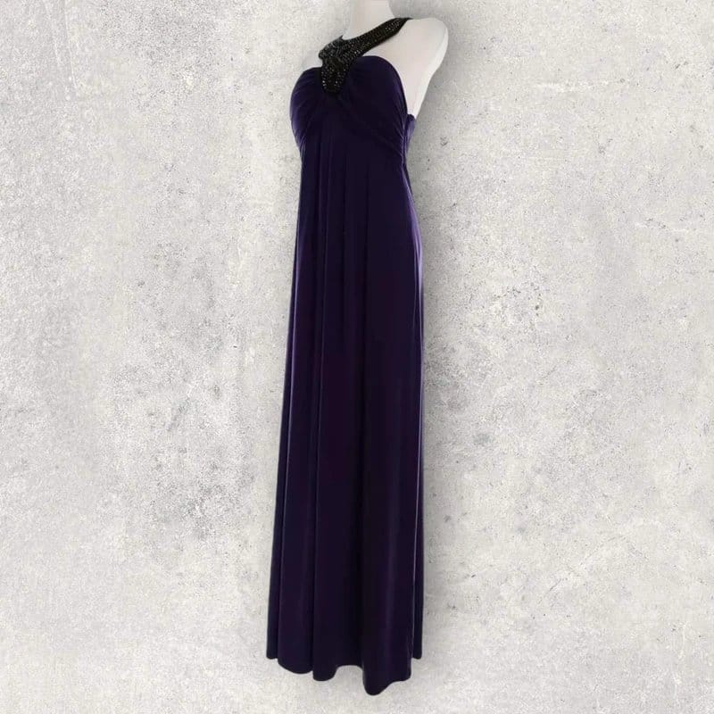 Julien MacDonald Star by Julien Macdonald Womens Purple Embellished Halterneck Maxi Dress UK 12 - 1