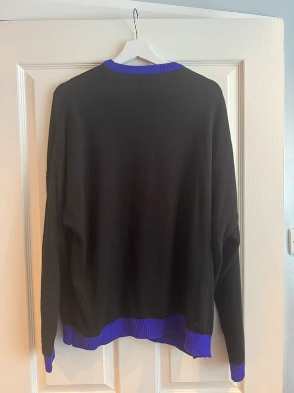 ASOS Black and White Graphic Sweatshirt with Purple Trim