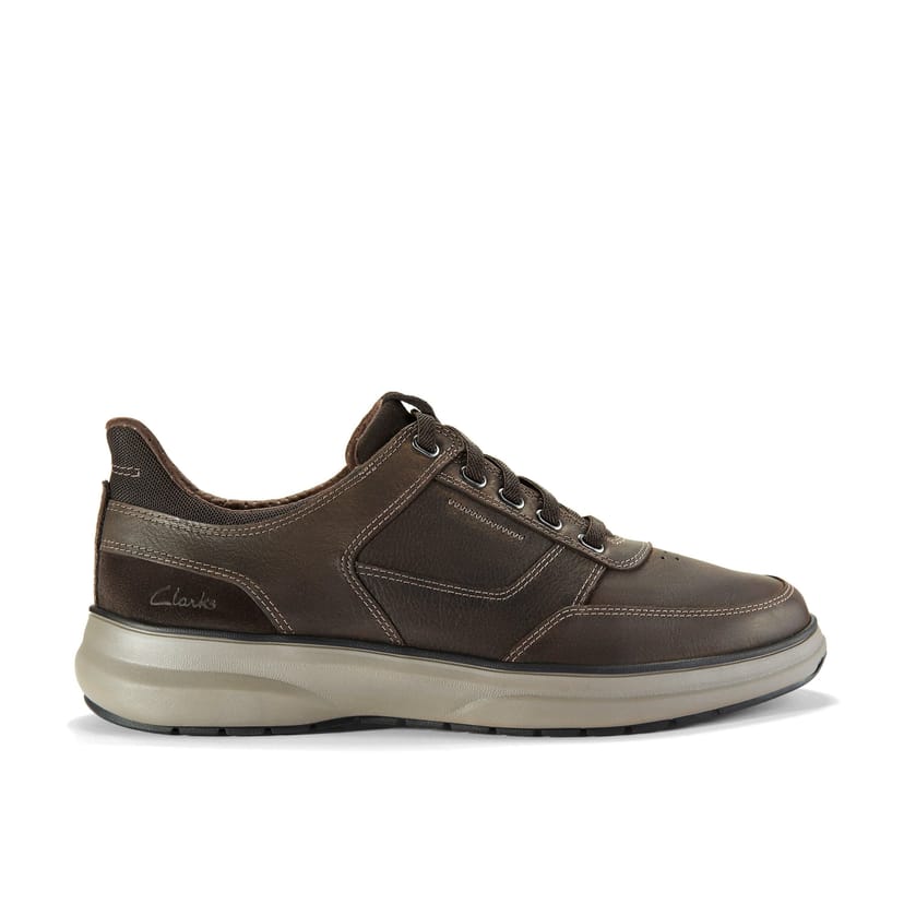 Clarks Clarks Men's Mullan Easy Dark Brown Leather Trainers, Lace Up - 1