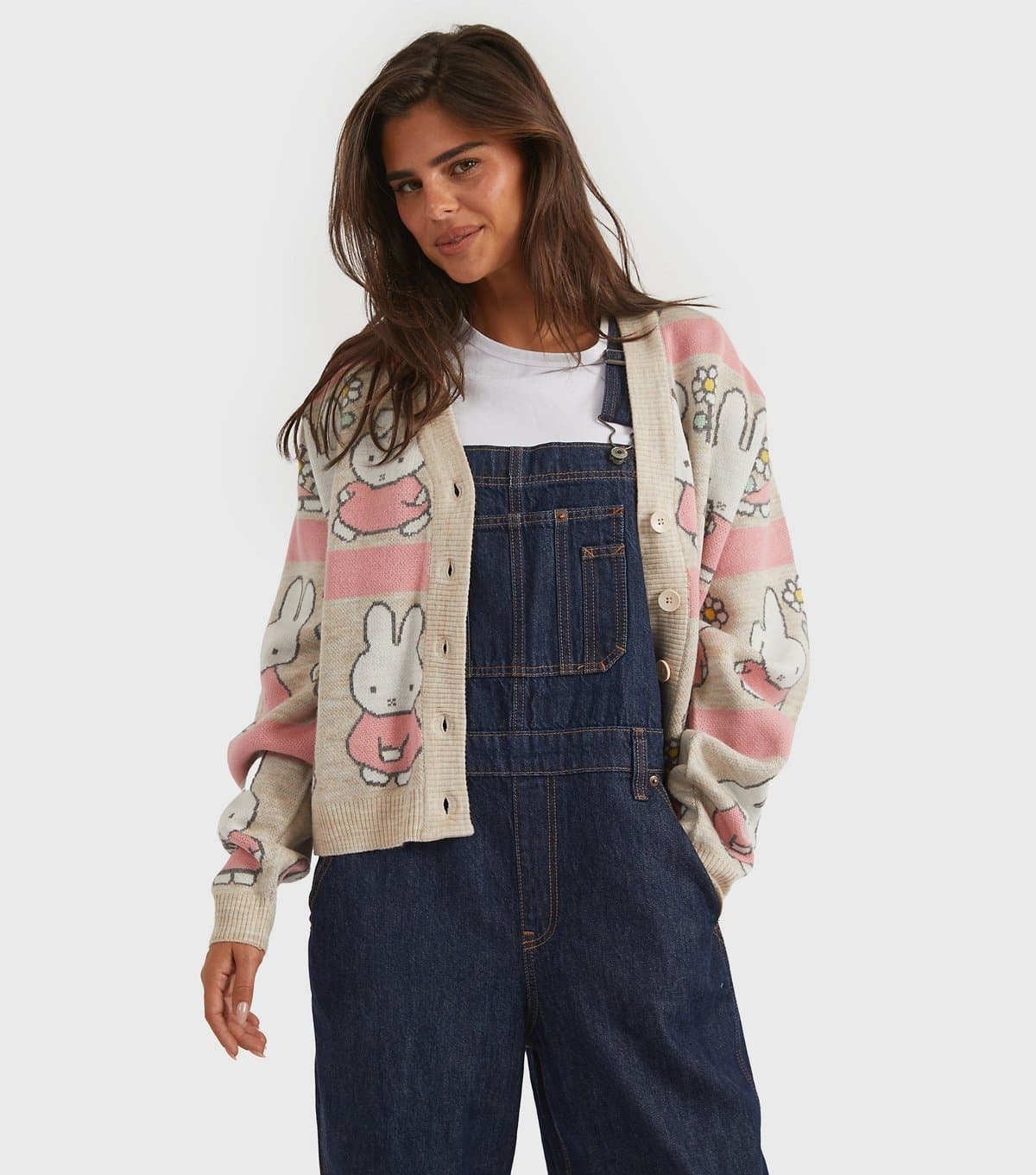 Skinnydip Women's Pink Miffy Flower Knitted Cardigan Skinnydip New Look