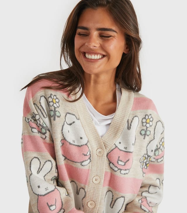 Skinnydip Women's Pink Miffy Flower Knitted Cardigan Skinnydip New Look - 3