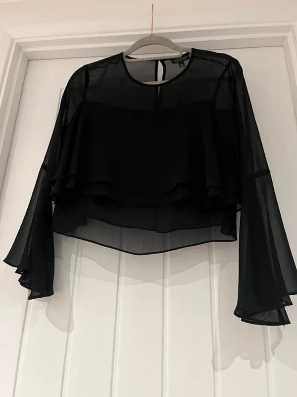 Topshop Cropped long sleeve chiffon blouse
