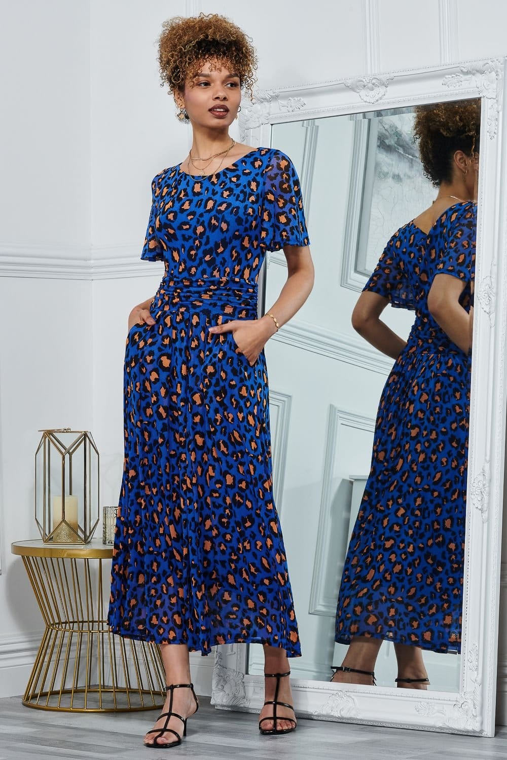 Jolie Moi Jolie Moi Women's Julita Print Mesh Maxi Dress in Blue - 4