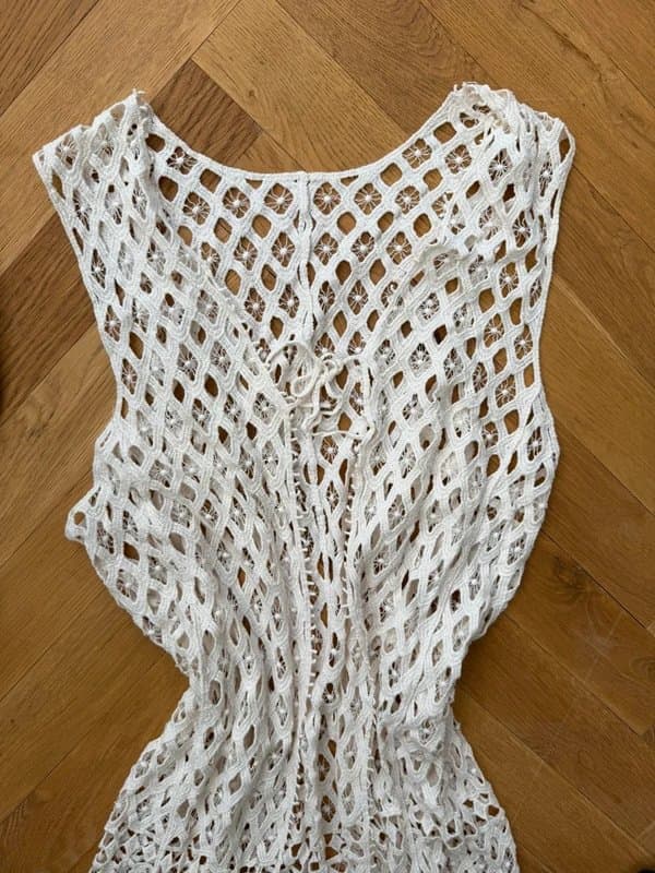 Next Holiday summer bundle next beach pool bikini cover up crochet tie up front off white cream