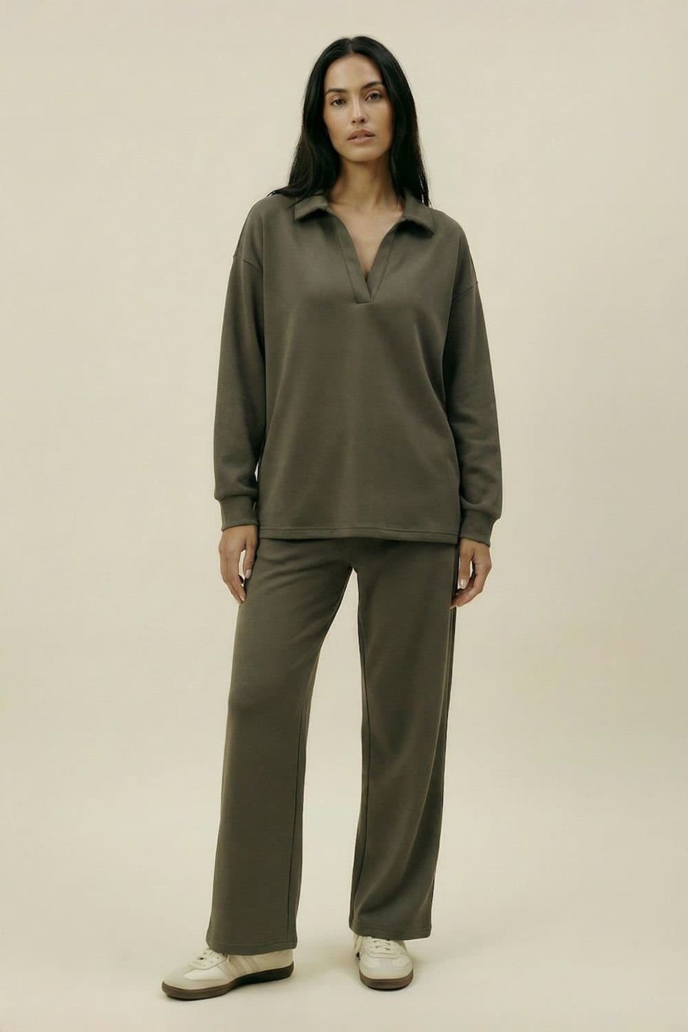 The Night Store The Night Store Women's Olive Collar Lounge Trouser Set