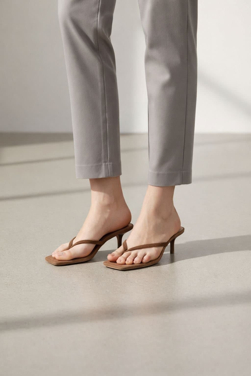 Truffle Collection Truffle Collection Women's Heeled Mules Buckle Polyurethane Kitten Heel Summer Shoes in Taupe