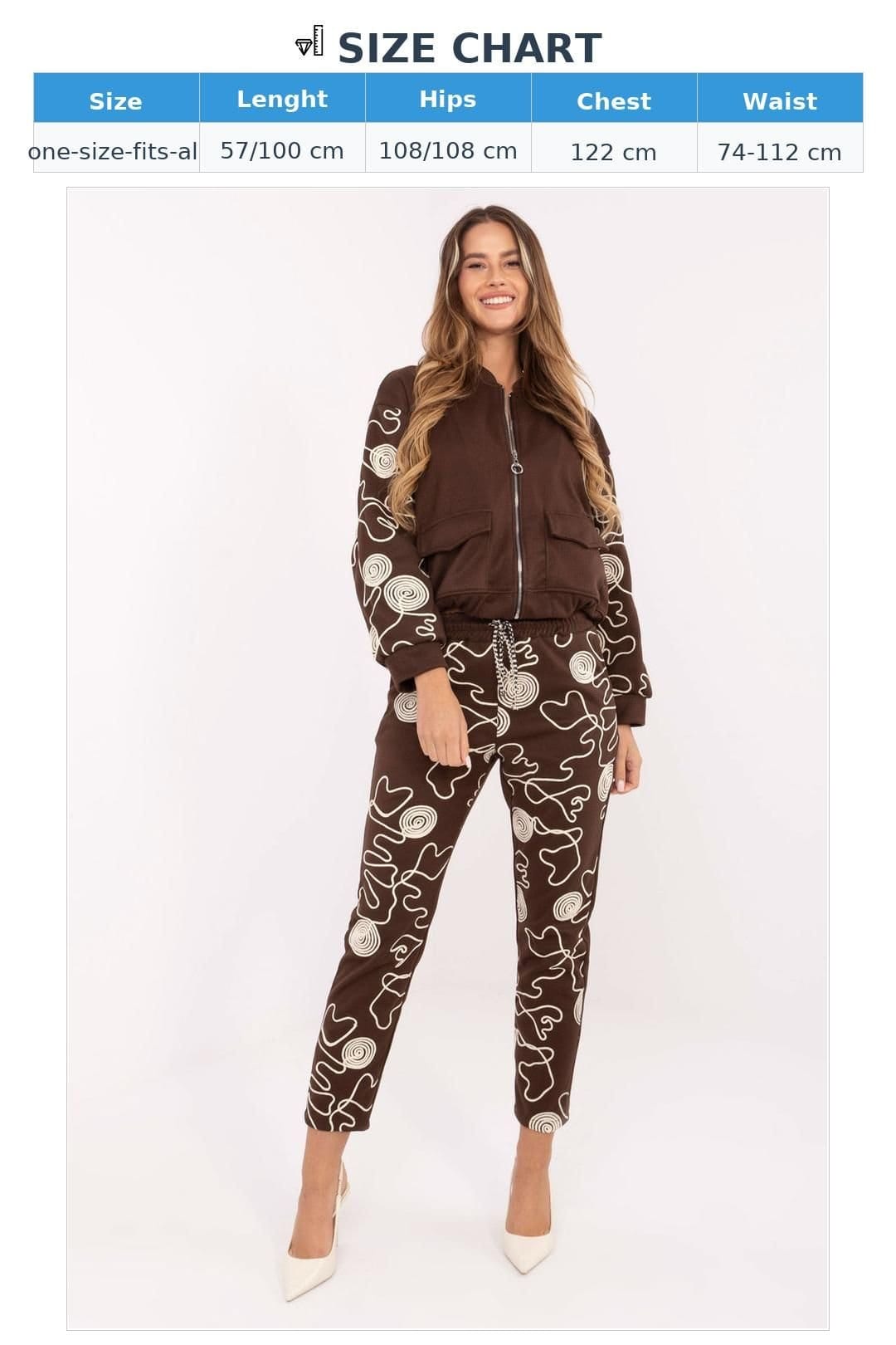 Love Lace Love Lace Women's Zip Hoodie Trackpants Set with Embroidery in Brown - 4