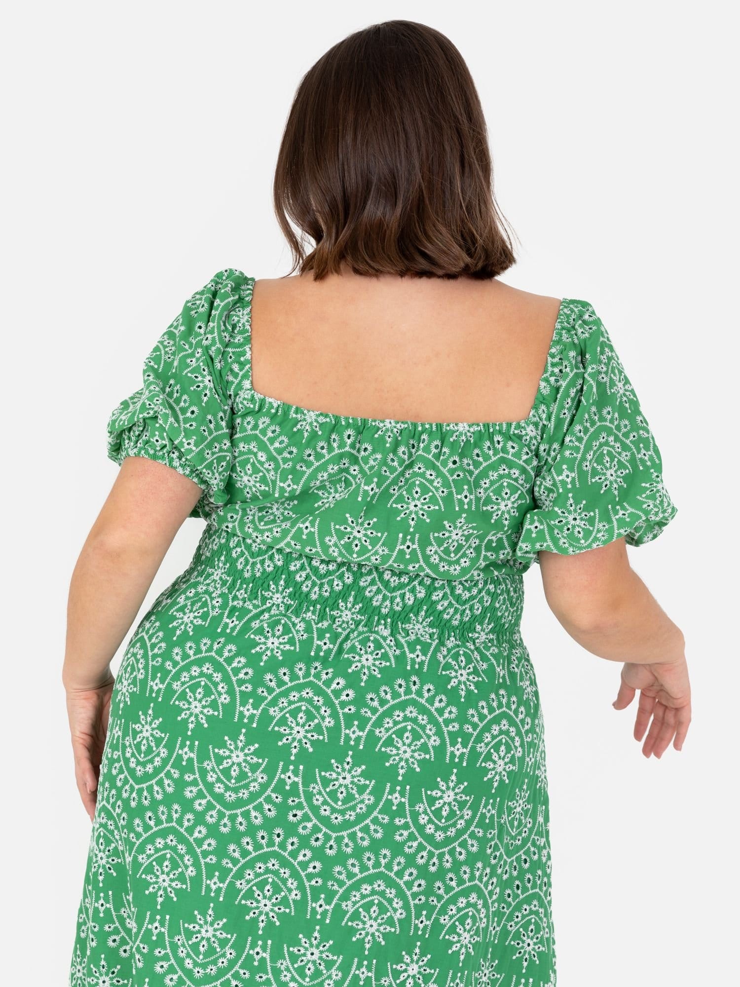 Lovedrobe Lovedrobe Women's Broderie Tie Neck Midaxi Dress in Green - 4