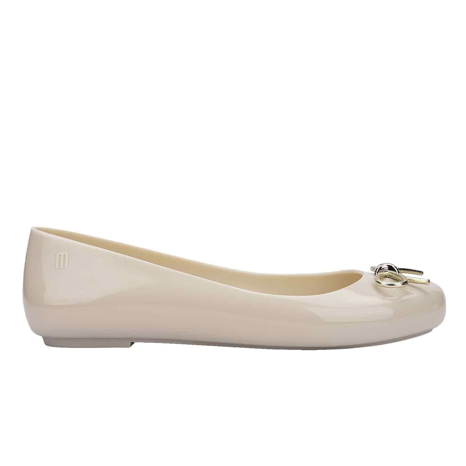 Melissa Shoes Melissa Shoes Women's Sweet Love Chrome Ballet Flats in Beige
