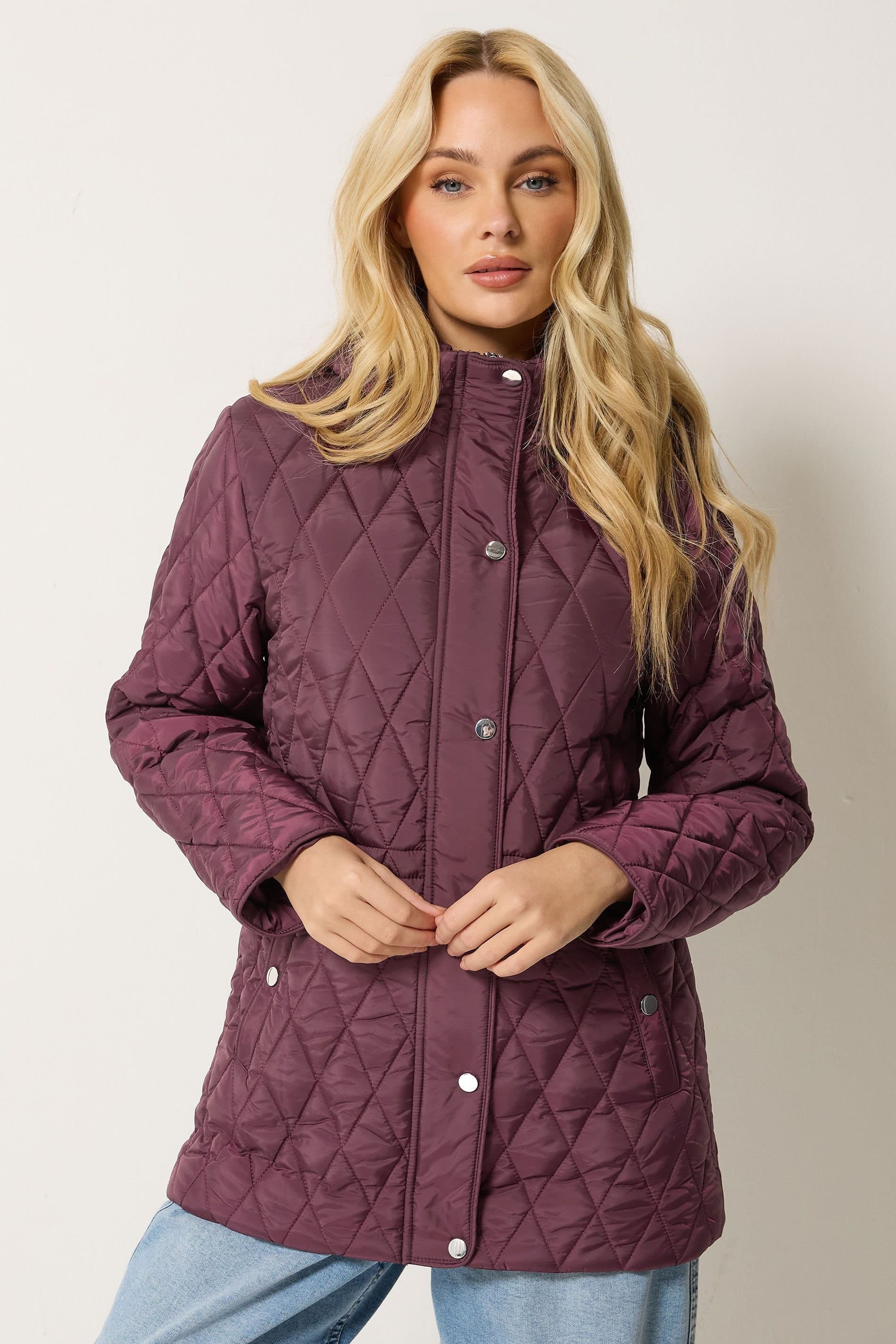 M&Co M&Co Women's Diamond Quilted Jacket in Purple