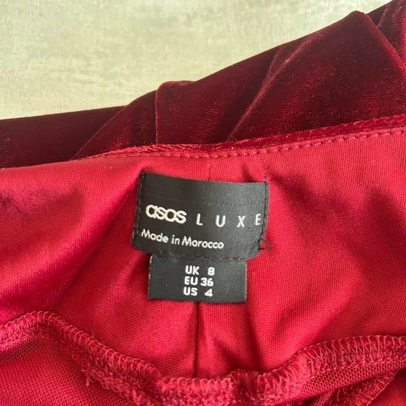 ASOS Red velour Asos Luxe mini dress
