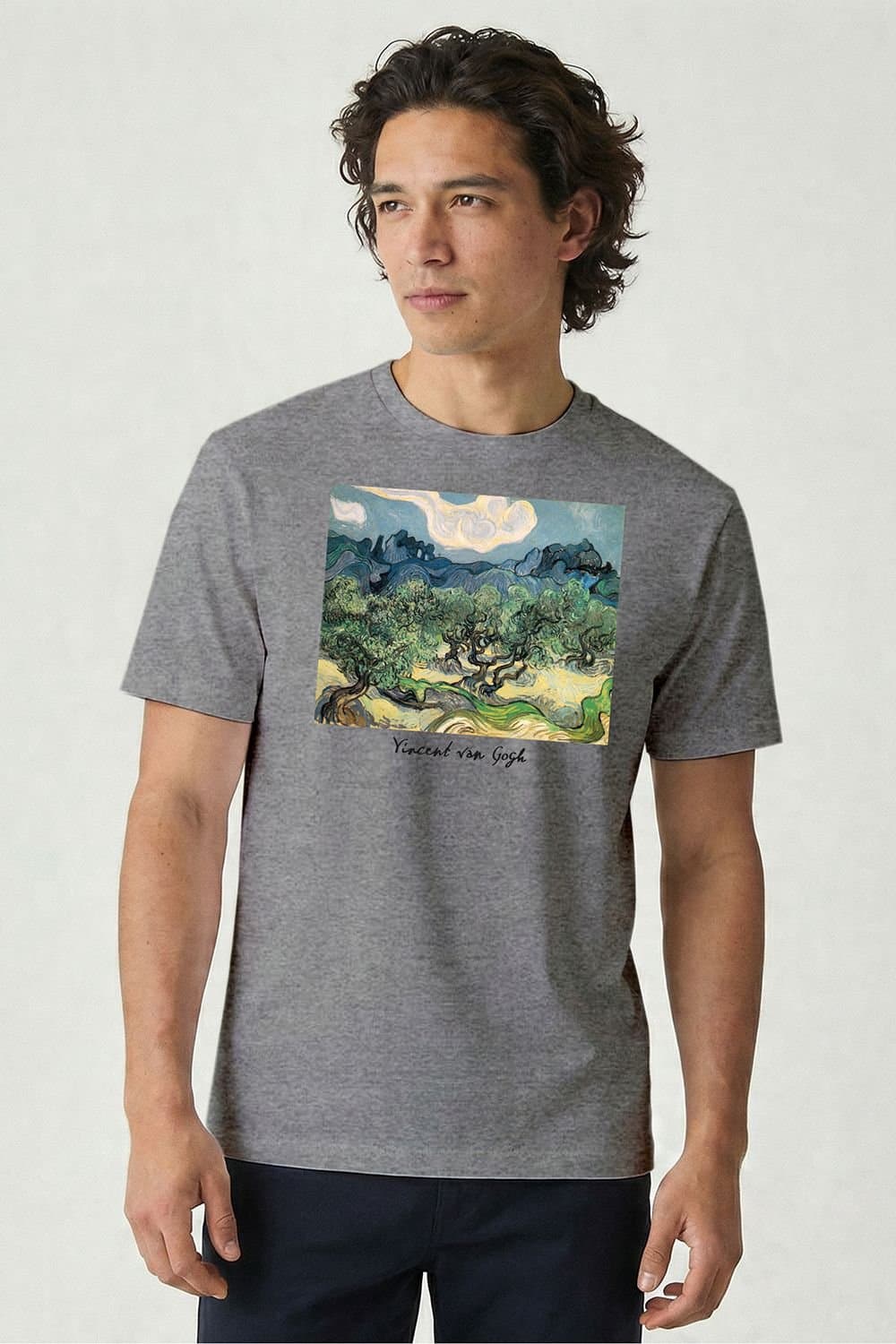 Musee DArt Musee D'Art Men's Vincent Van Gogh - Olive Trees T-Shirt in Grey