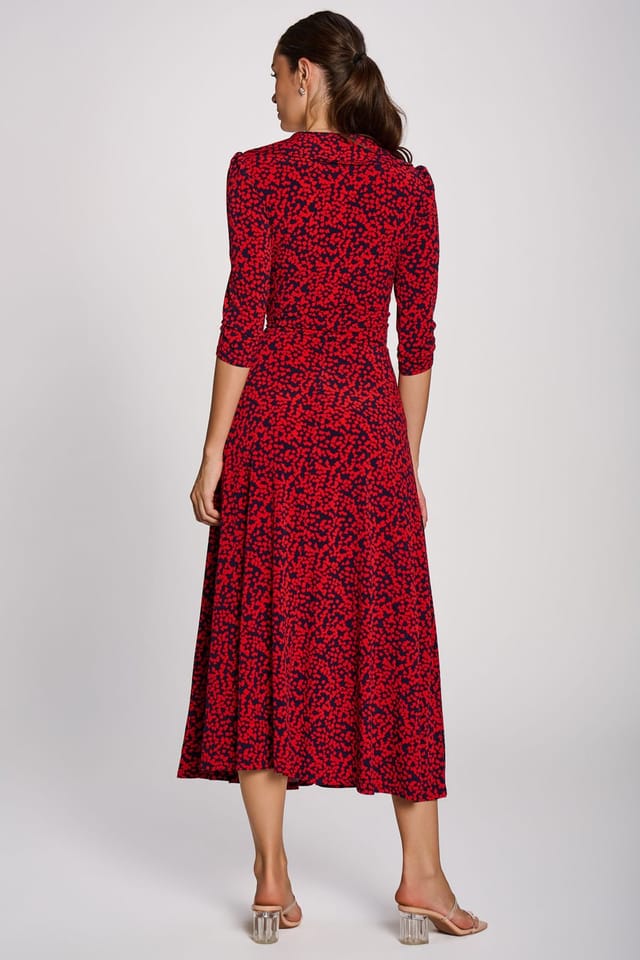 Jolie Moi Jolie Moi Women's Wrap Front Jersey Maxi Dress in Dark Red - 2