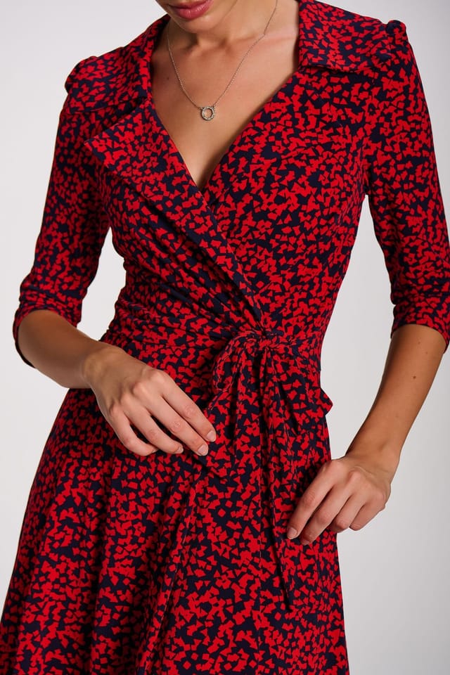Jolie Moi Jolie Moi Women's Wrap Front Jersey Maxi Dress in Dark Red - 3