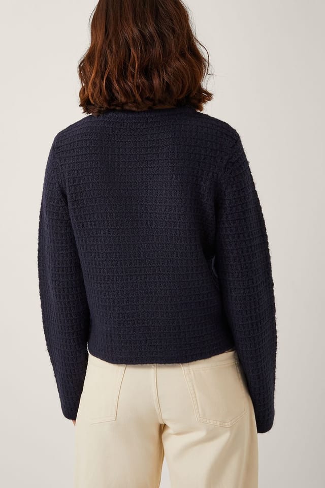 Monsoon Monsoon Women's Skye Double-Breasted Waffle Knit Cardigan Blue - 2