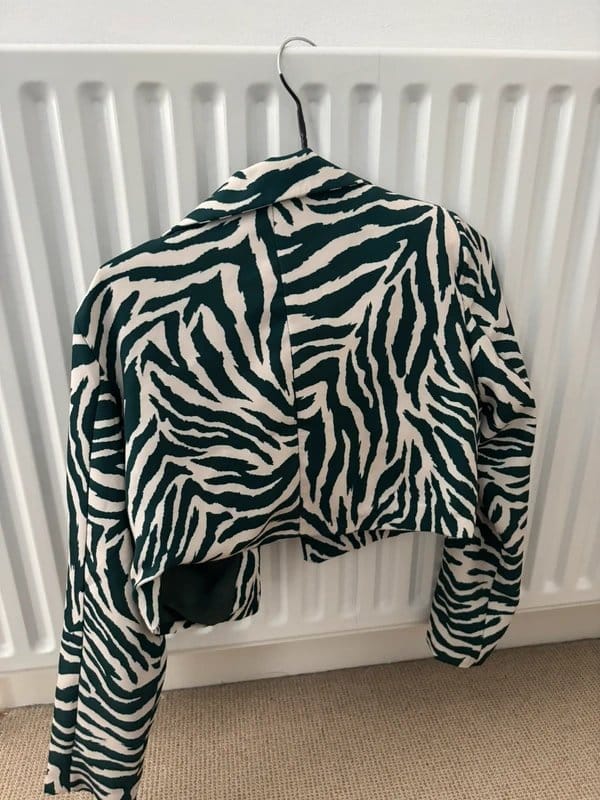 ASOS Dark Green Zebra Print Cropped Blazer