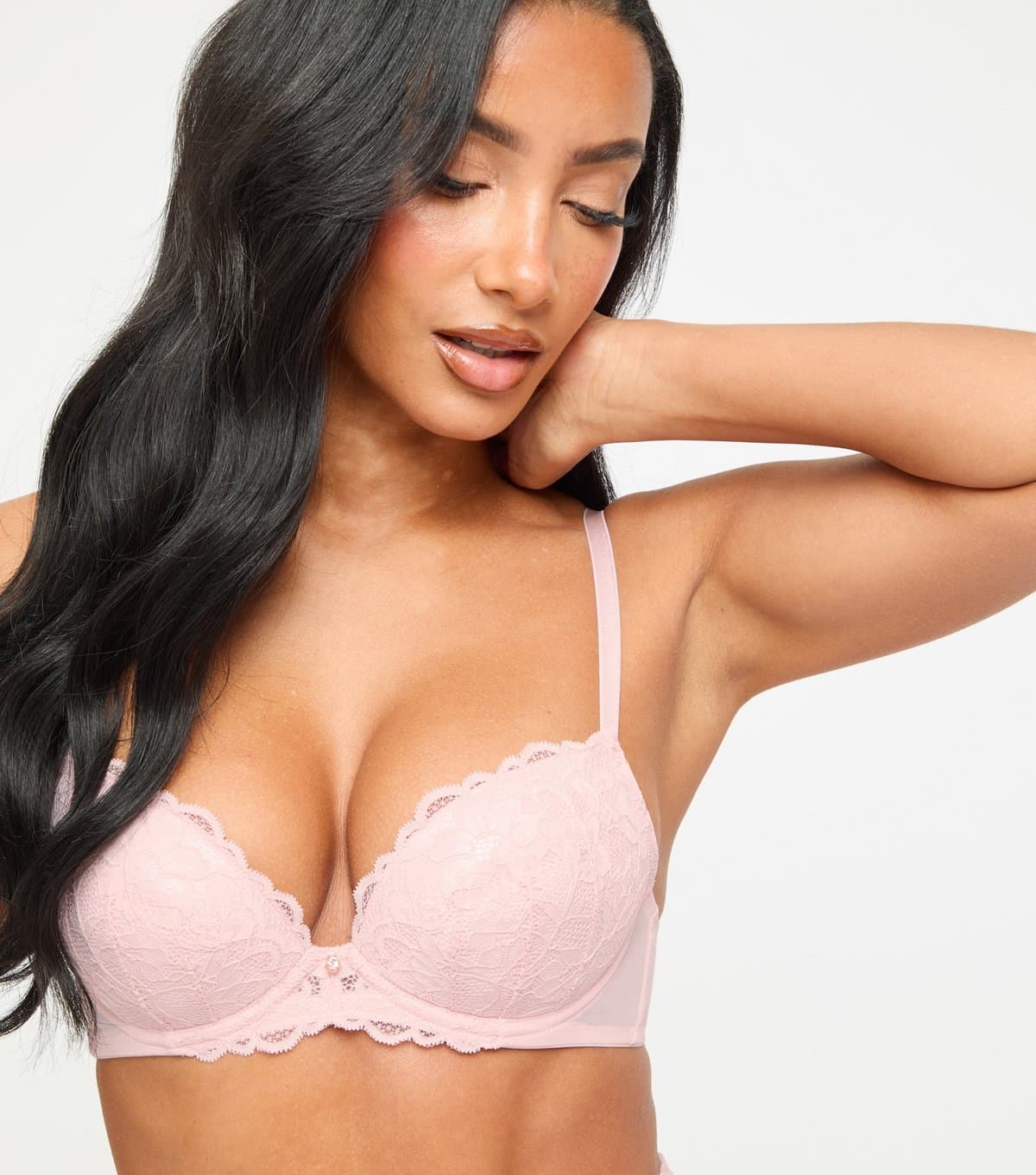 Ann Summers Women's Light Pink Sexy Lace Padded Plunge Bra Ann Summers New Look