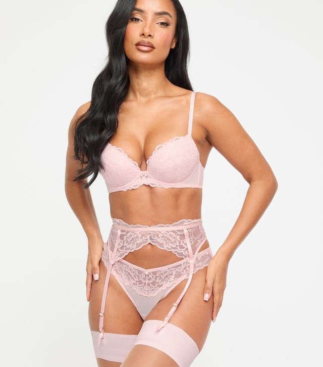 Ann Summers Women's Light Pink Sexy Lace Padded Plunge Bra Ann Summers New Look - 2