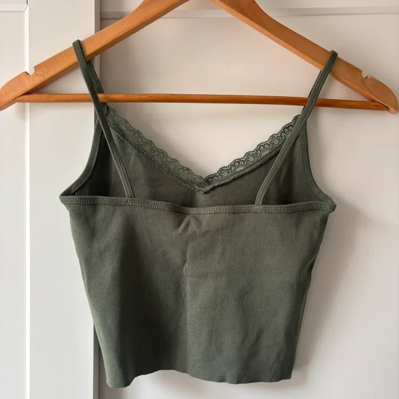 Topshop Khaki lace crop top