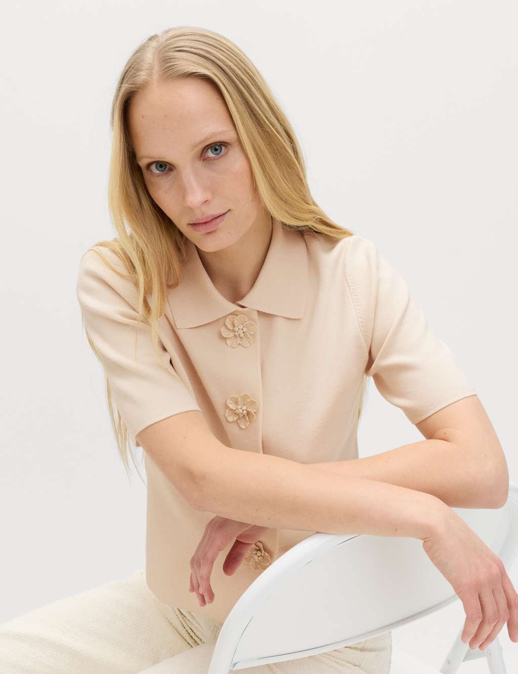 Marks & Spencer M&S Button Detail Slim Fit Cardigan Vanilla - 4