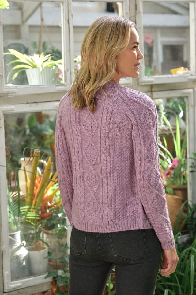 WoolOvers WoolOvers Women's Cable Button Cardigan in Pink - 3