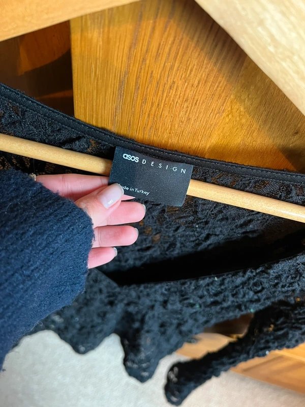 ASOS ASOS lace flared sleeve plunge neck top - 1