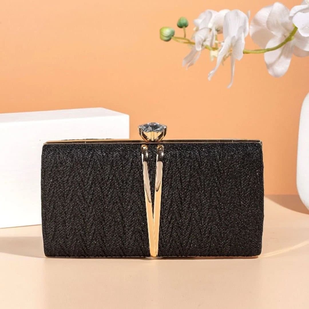 VOGREX VOGREX Women's Black Luxury Women Envelope Clutch Evening Bag