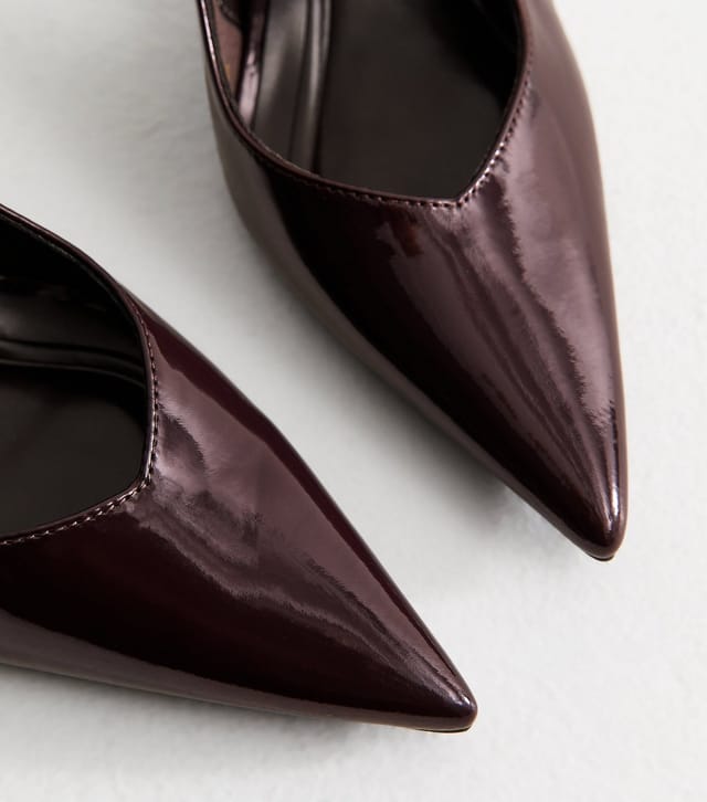 New Look Women's Dark Burgundy Faux Leather Ankle Strap Stiletto Court Shoes New Look - 3