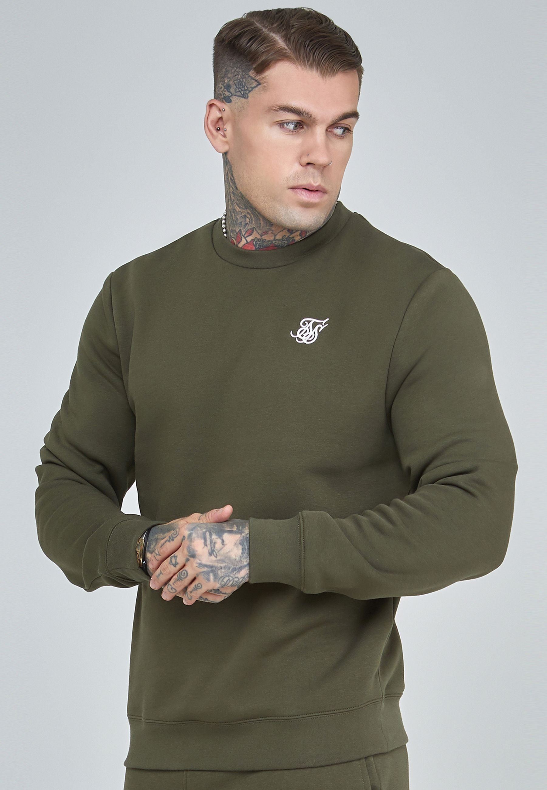 SikSilk SikSilk Men's Essentials Sweater in Khaki - 3