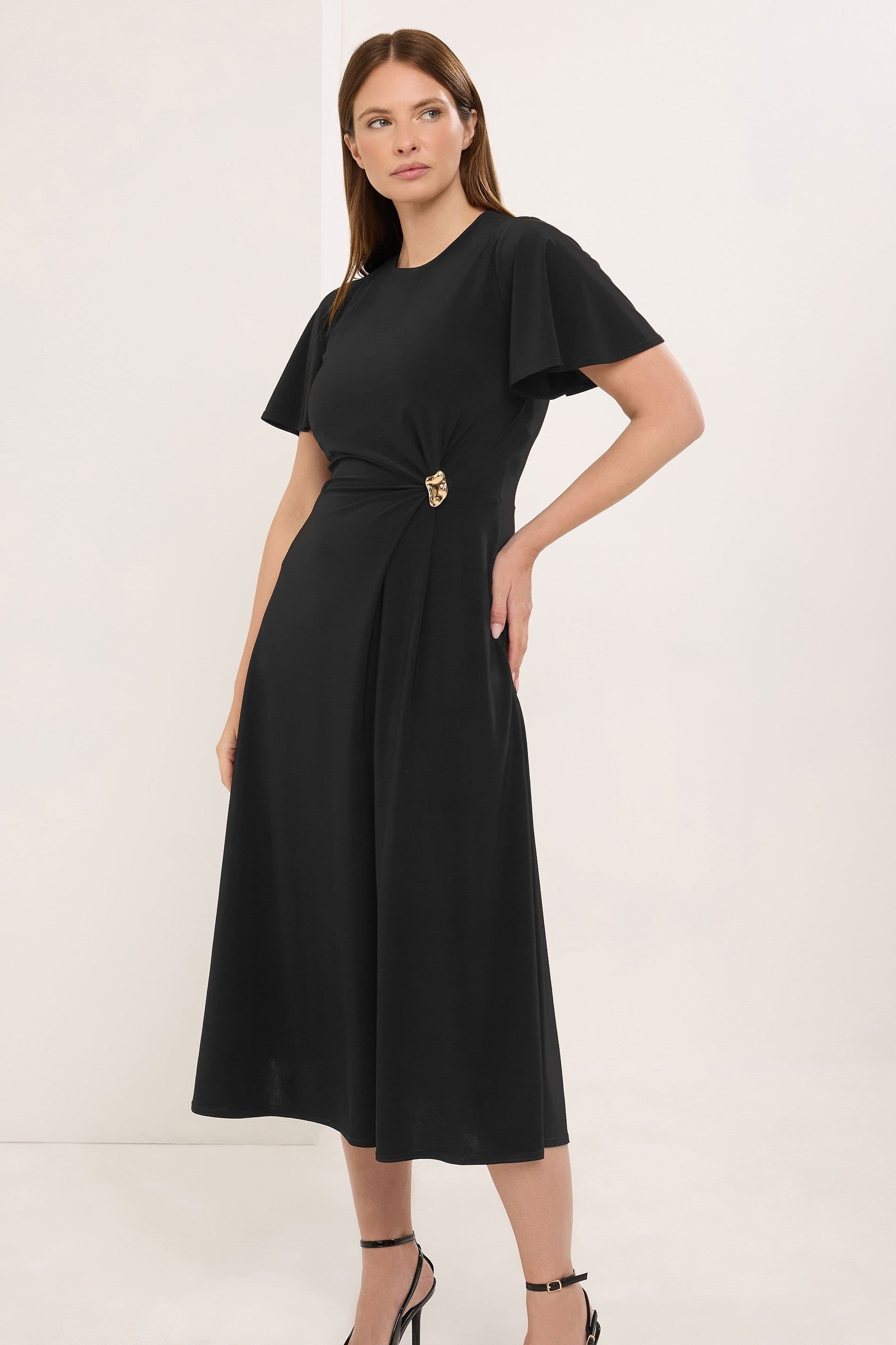 Star By Julien Macdonald Star by Julien Macdonald Women's Gathered Side Detail Fit & Flare Dress in Black