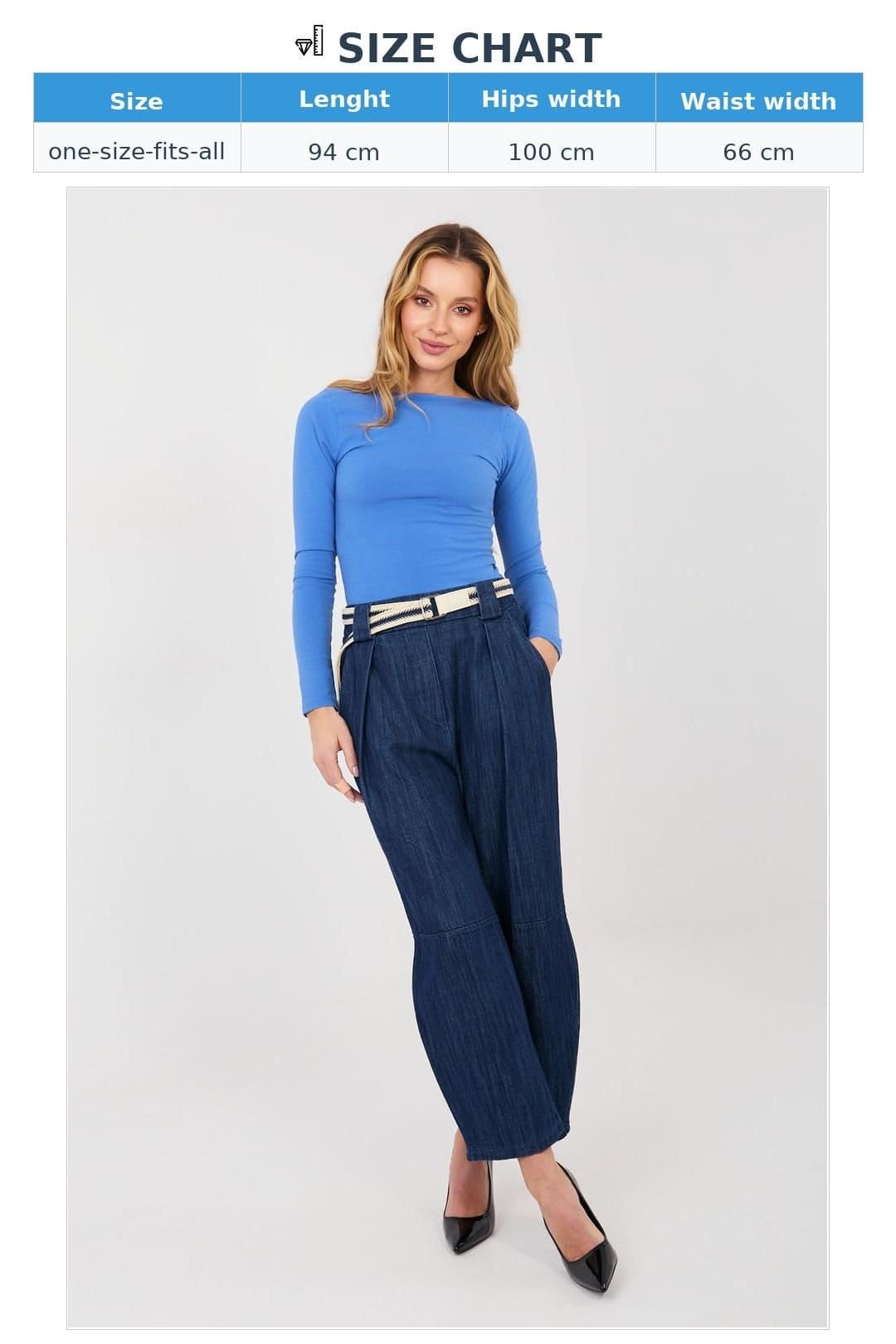 Love Lace Love Lace Women's High Waisted Wide Leg Denim Culottes in Blue - 4