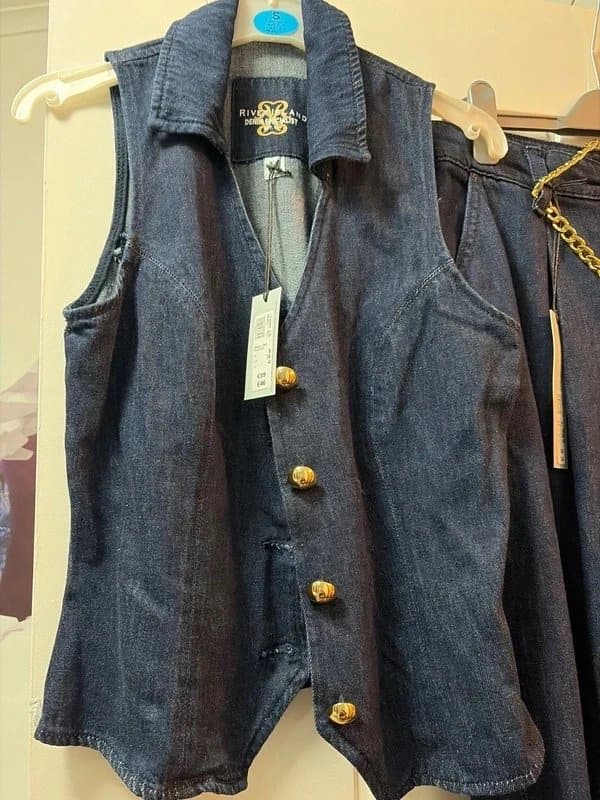 River Island Rover island denim waistcoat size 8 and denim jeans size 8r