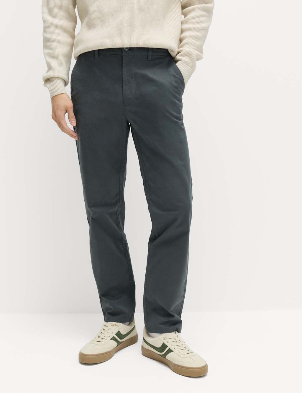 Marks & Spencer M&S Regular Fit Elasticated Waist Chinos Dark Pewter