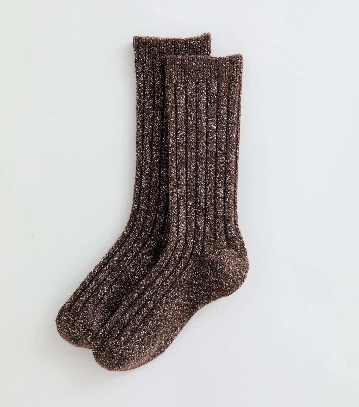 New Look Brown Glitter Ribbed Knit Ankle Socks New Look